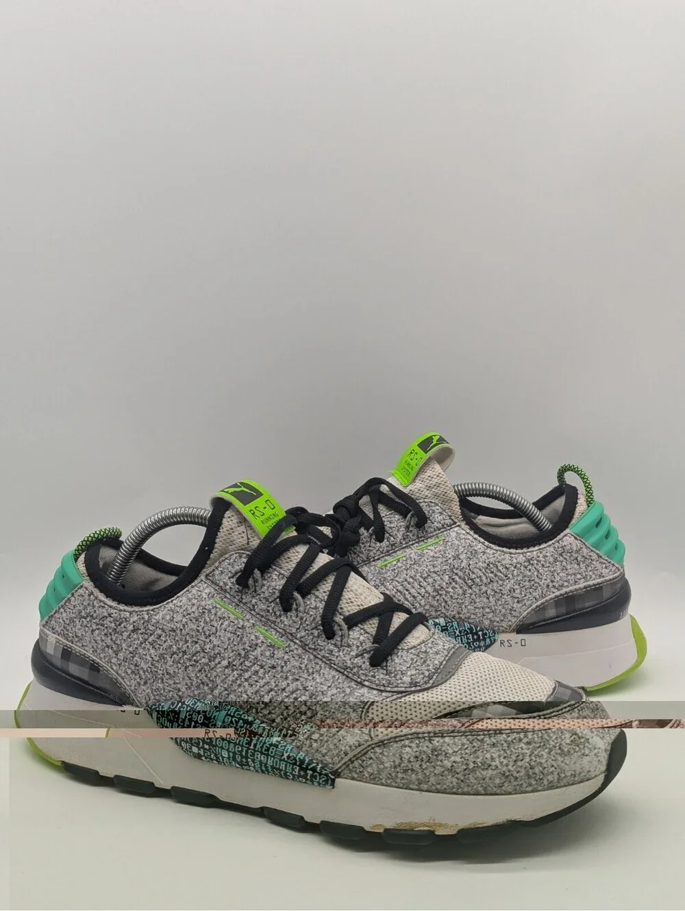 Mens Size 11.5 Puma RS-0 Game Restart Binary Green Gray White Shoes 367969-01